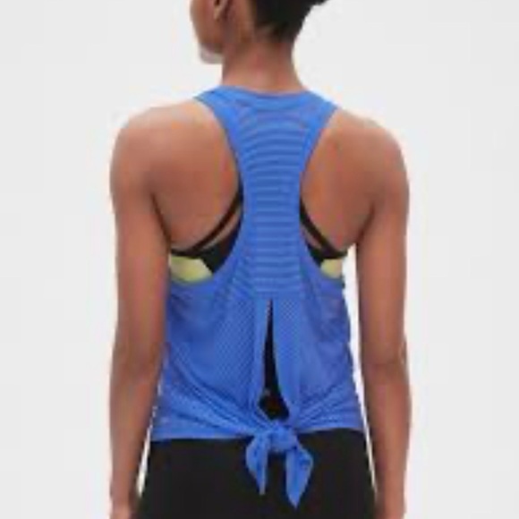 GAP Tops - GapFit Tank Top Tie Back Blue Striped Women's Tank Top Size XL